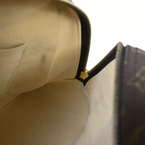 LOUIS VUITTON Manhattan PM Hand Bag Monogram Leather Brown Gold - Picture 14 of 16